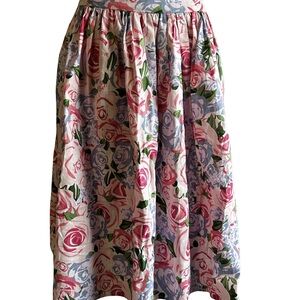 Collectif Vintage Skirts Jasmine Country Pink and Blue Floral A-Line Skirt NEW